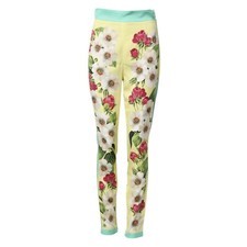 DOLCE & GABBANA Pants Yellow Silk Floral Leggings Trousers IT40/US6/S 1200usd