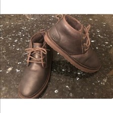 New Mens UGG Neumel China Tea Brown Leather Boots Warm Sheepskin