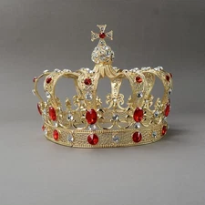 15cm Tall Large Men's Cross Gold Crown Drama Imperial Medieval King Metal Crown