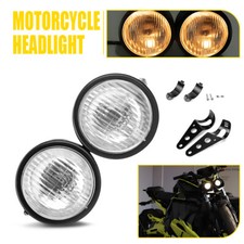 12V Twin Headlight Motorcycle Double Dual Lamp Motorbike Light Black Universal