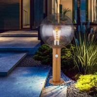 Sockelleuchte AußEnstehlampe Bewegungsmelder Holzoptik Glas Gartenleuchte H 50Cm