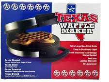 New Texas Waffle Maker BCOWW Outfitters Texas Shaped Waffles 8.25" 800 Watts