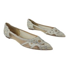 Badgley Mischka Womens Size 9 Pointed Toe Gigi Crystal Mesh Flats Wedding Formal