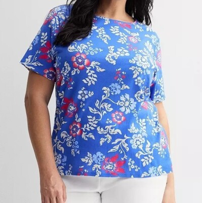 Croft & Barrow SS  Knit Top - 100%  Cotton - Bright Royal Blue -  2X - NEW/TAG