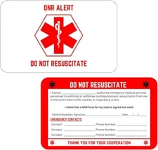 Do Not Resuscitate Medical Alert Wallet Card with Emergency Contact Form, 2 Pack