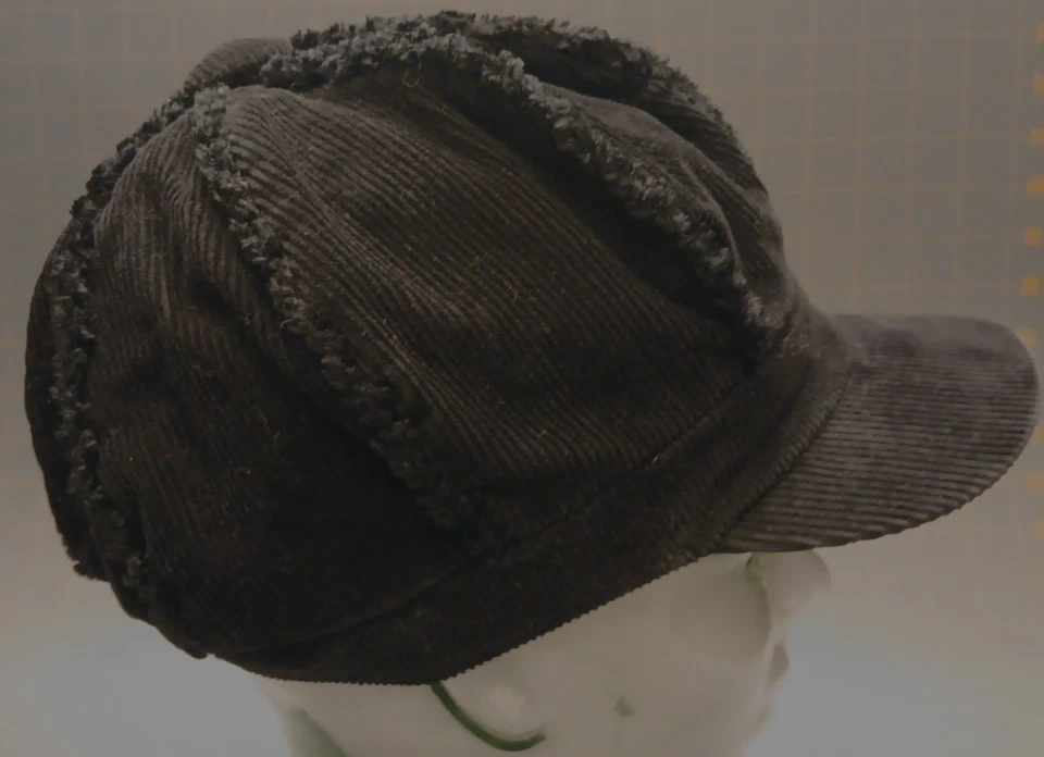 Gorra para mujer OS Scala Pronto negra borde con volantes pana ejército cadete gorra sombrero Foto 2 de 4