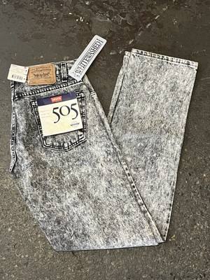 Vtg 1980 s NWT Levi s 505 Black Whitewashed Men s Jeans 34 X 34 New NOS