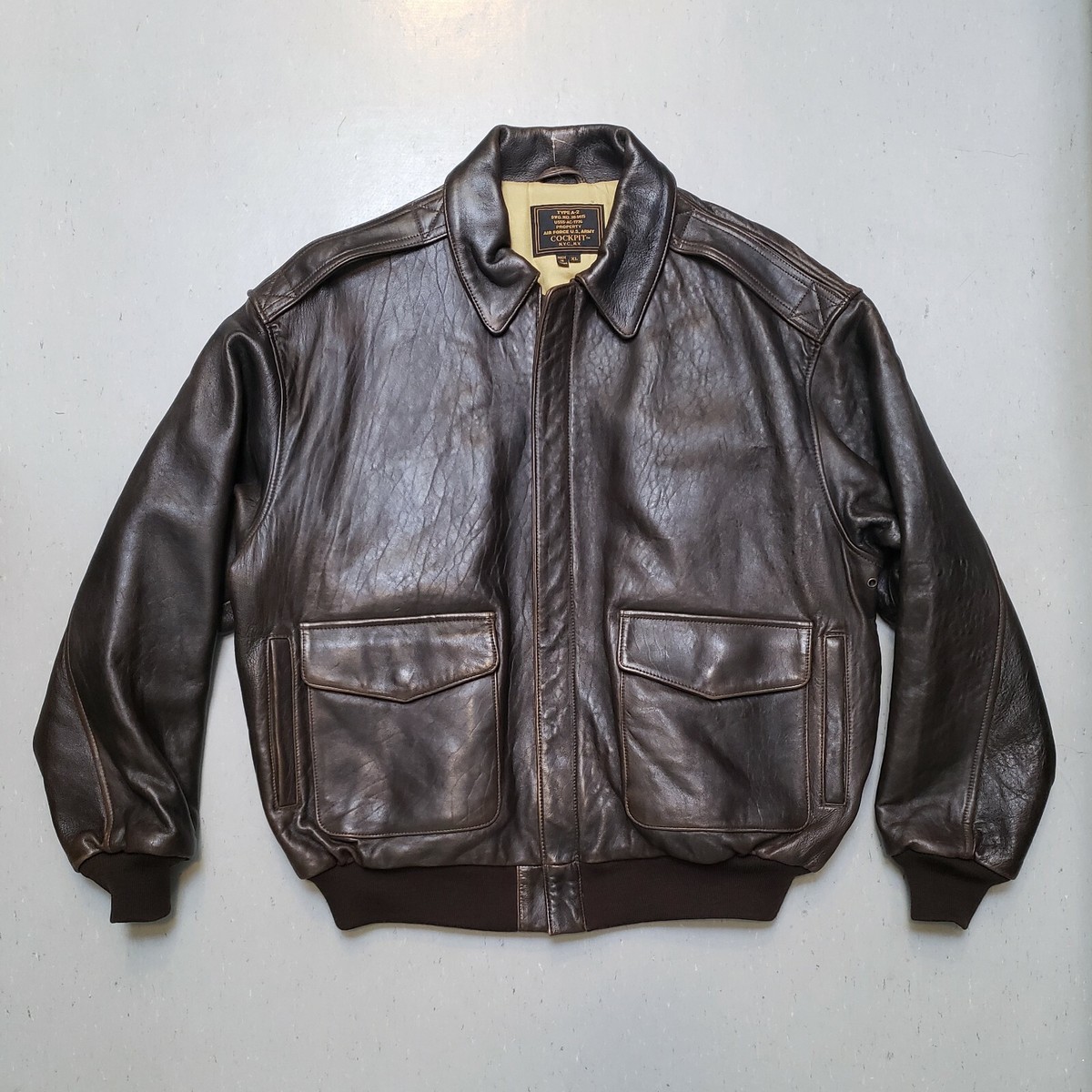 ジャケット・アウター VTG LL Full Zip A-2 Aviator Bomber Coat Vtg COCKPIT A-2 US Airforce Flight Jacket Pilot Aviator Bomber NEW