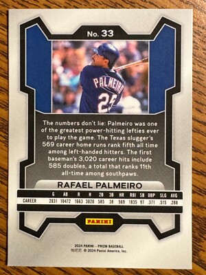 2024 Panini Prizm #33 Rafael Palmeiro Texas Rangers (2957) | eBay