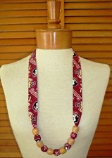 NECKLACES "FLORIDA STATE UNIVERSITY" "SEMINOLES" Fabric Bead Reversible NEW