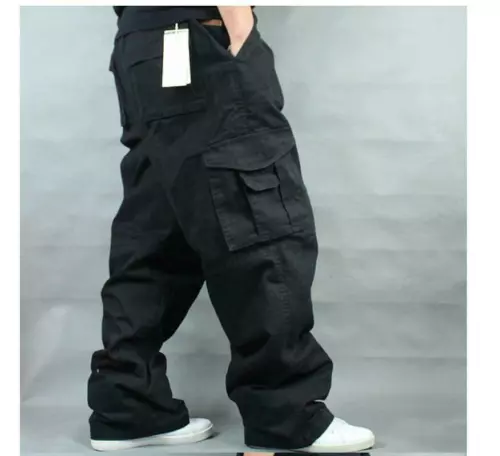 Neu Herren Armee Kampf lose Baggy Freizeit Cargohose Baumwolle Outdoor Arbeitshose - Bild 12 von 22