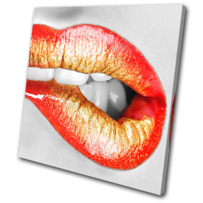 Beißende Lippen Erotik sexy sinnliche Mode EINZELNE LEINWANDKUNST Bilddruck