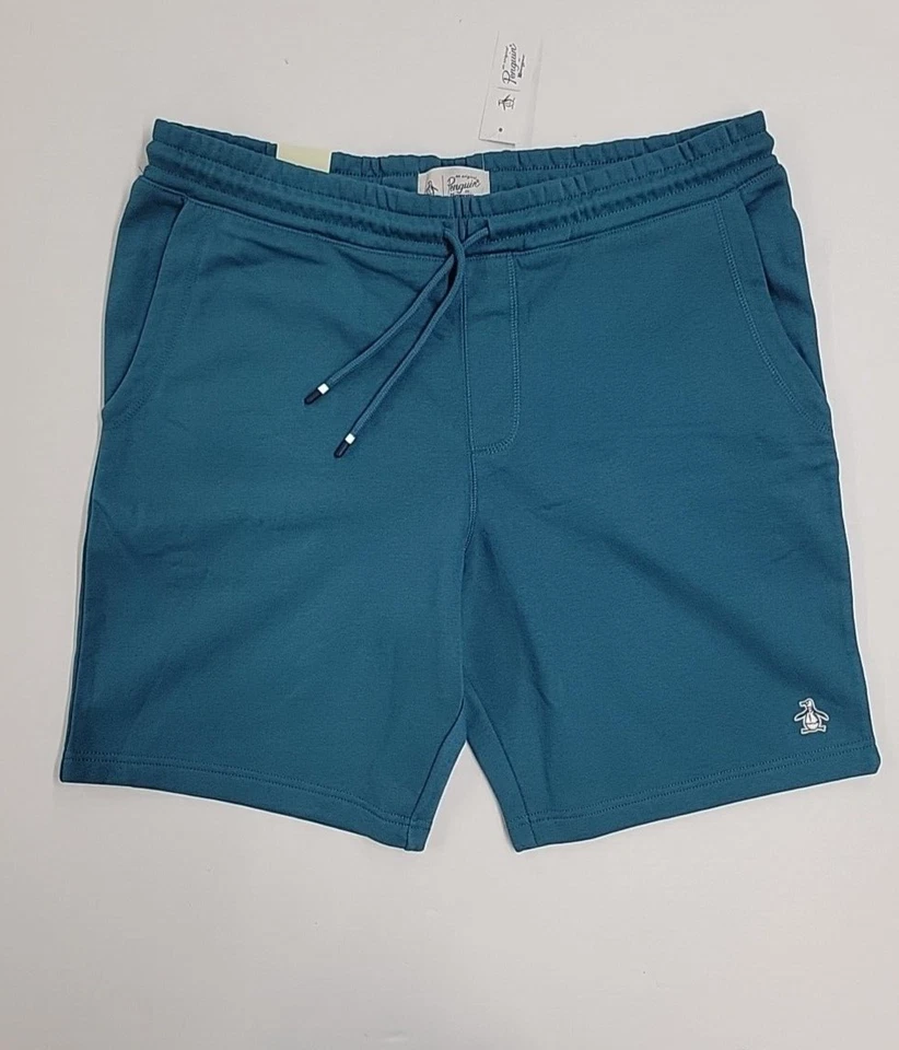 Penguin Lote de 2 Pantalones Cortos Deportivos SLIM LEG FIT 9" Ins Active - Rojo y Verde Azulado - XL Para Hombre Foto 2 de 4