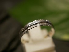 Mystischer 925 Sterling Silber Ring Signiert BEE Indianer Natur Federn 1,7 cm