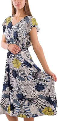 Desigual Damen Kleid Floral Midi Fit & Flare 19SWVKY5 Gr. S Kurzarm - Bild 1 von 4
