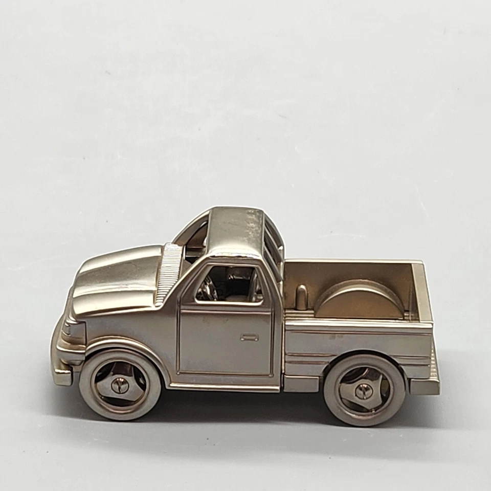 Timex Pickup Truck Desk Clock Quartz Miniature Die-Cast Metal Gold Tone Novelty - Image 3 of 4