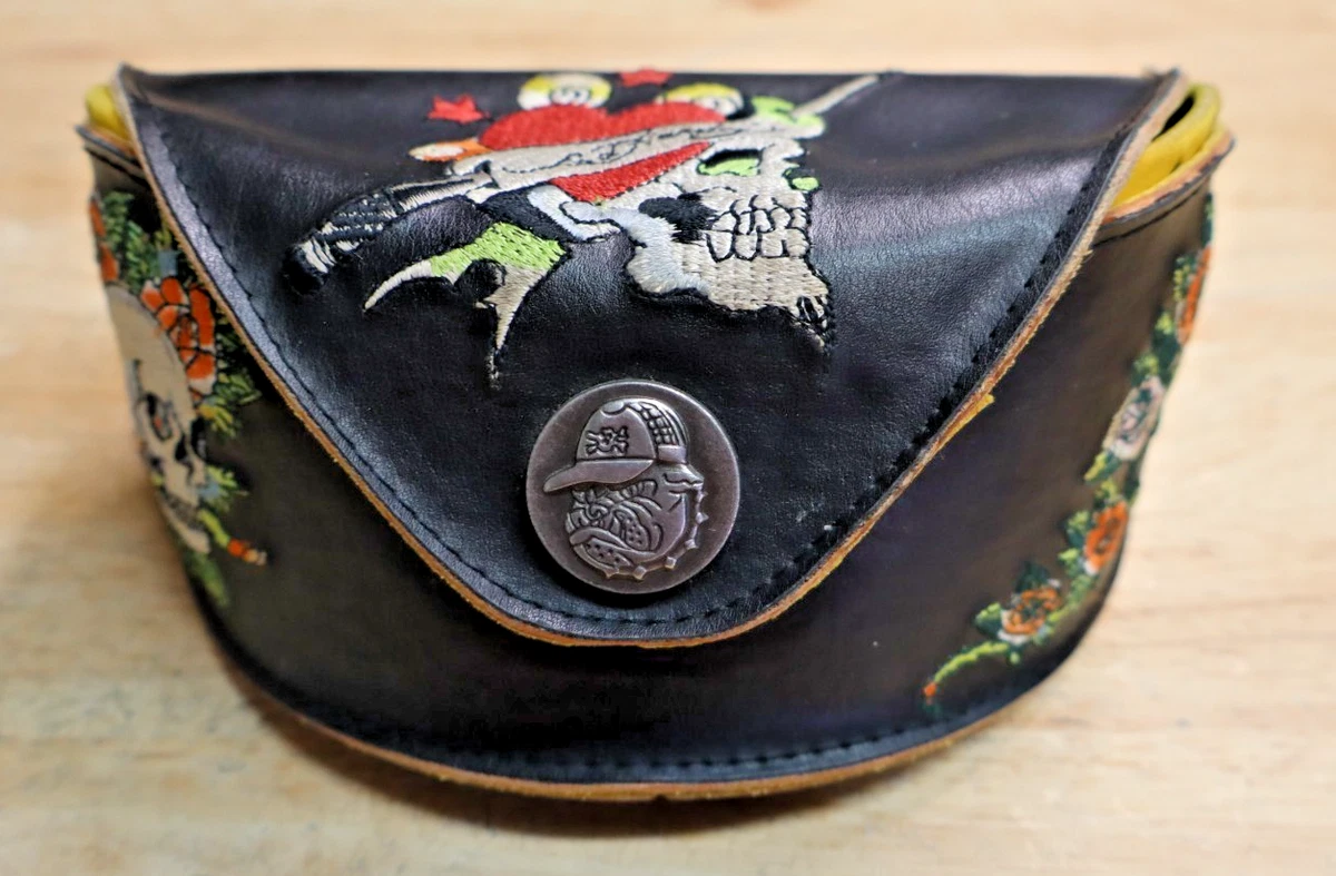 Ed Hardy Black sunglasses.Embroidered Leather case Ed Hardy Black Embroidered Sunglasses Glasses Hard Case  main image 4