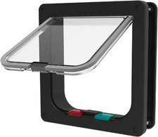 Cat Flap Door 4 Way Lock Telescoping Tunnel Weatherproof Small Pet up to 11lb