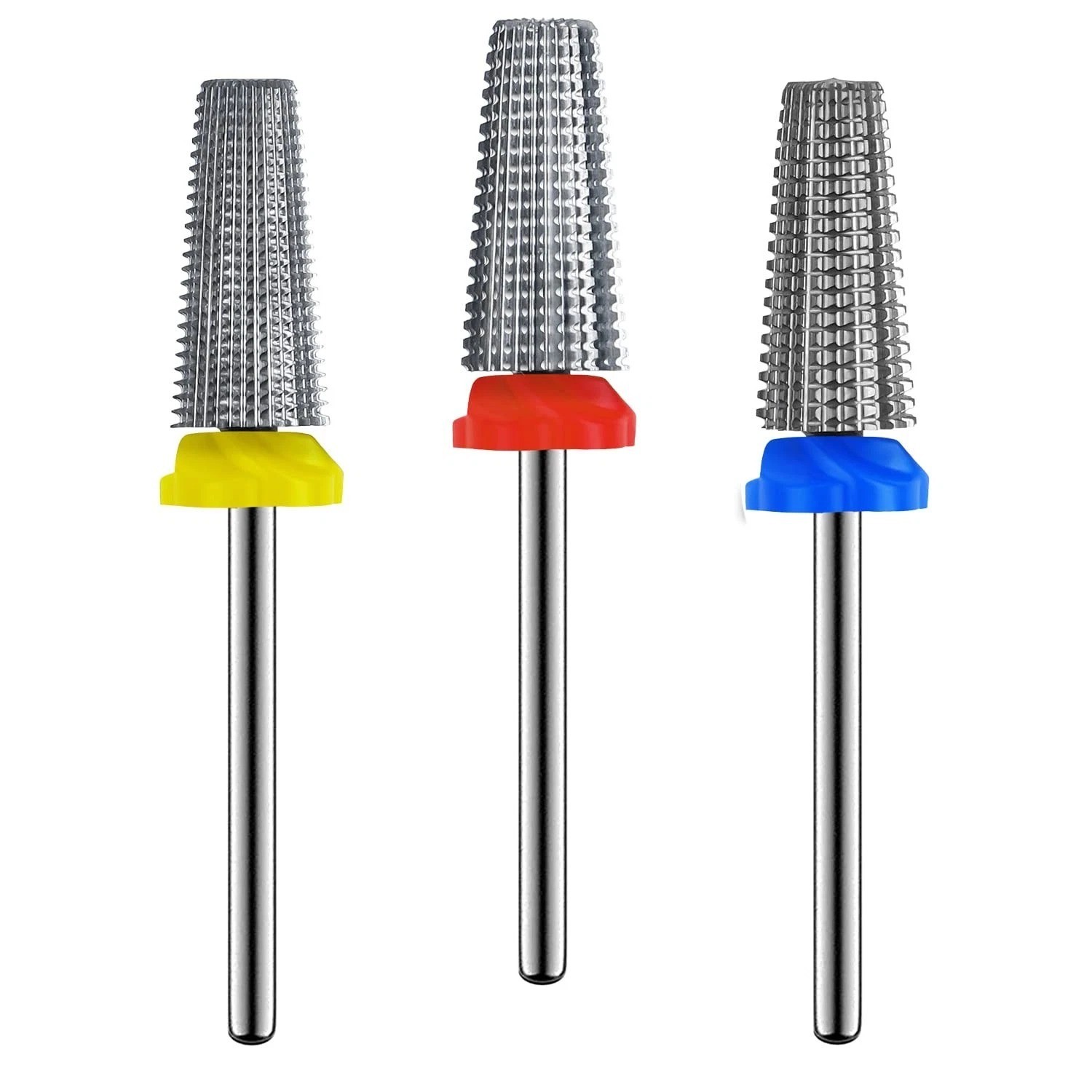 3pcs 5-in-1 Carbide Nail Drill Bit Set 3/32 XF F M Two-Way Rotate for Acrylic