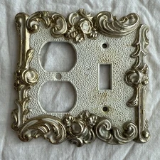Vtg American Tack Hardware 60TD Double Switch Plate Cover Rose Scroll 1970s