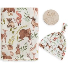 LifeTree Muslin Swaddle Blankets, Baby 47 x 47inches, Woodland Animal