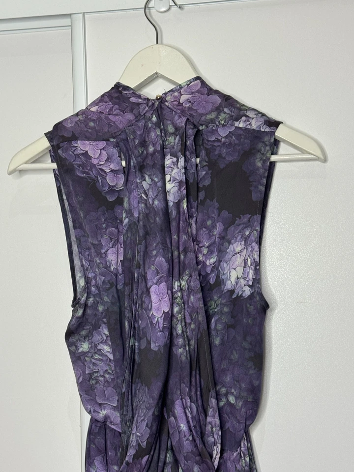 Vestido midi feminino Zimmermann drapeado de seda assimétrico 0 Au 8 EUA 4 roxo escuro luxo - Imagem 4 de 4