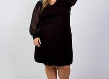 Karen Kane Sheer Sleeve Mini Dress - Plus Black