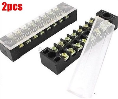 2Pcs 8P Covered Screw Terminal Barrier Strip   600V 15A 2 Rows 8 Position lq #am