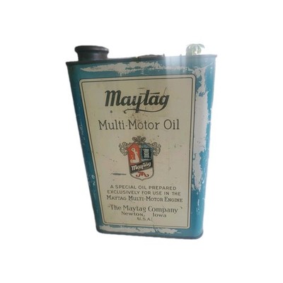 Vtg Maytag Multi-Motor Oil Can Car Vehicle Gas Station Lubricant Fuel 1 Gallon