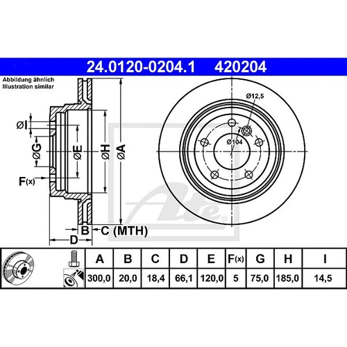 Disco de freno ATE para BMW 3 Touring E91 325 i 155 09/07-06/12 | BMW 3 Touring E91-