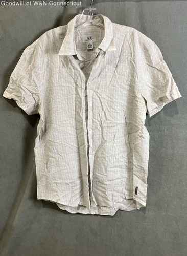 Armani Men's Gray Short Sleve Button-Up Size M Regular