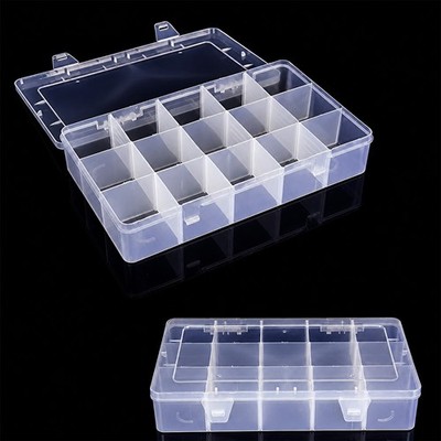 3 x 5 Fächer 15 herausnehmbare Abschnitte Organizer Box Transparent Kunststoff Aufbewahrung