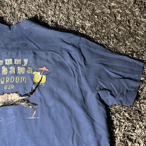 Tommy Bahama Camp Shirt Men’s 3XL Blue Legroom Bar Crab Embroidered Floral Silk - 第 7/24 張圖片