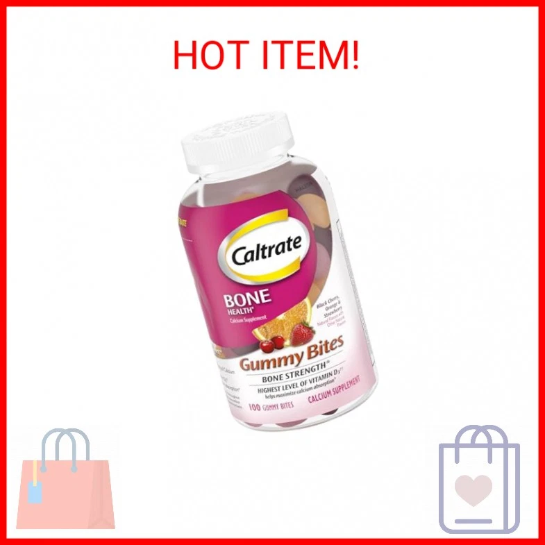 Caltrate Gummy Bites 500 mg Calcium and Vitamin D Supplement, Black Cherry, Stra - Image 2 of 2