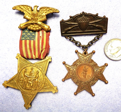 GAR "Grand Army Of The Republic" 1861-1866 Civil War Veterans Medals 2 pieces