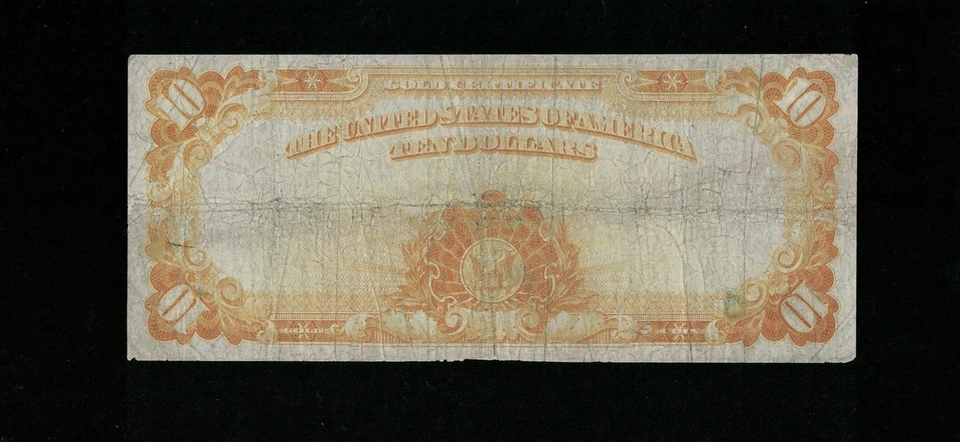 Billete de moneda de oro Hillegas certificado de oro SC 1907 $10 *emisión temprana escasa* (704) Foto 3 de 4