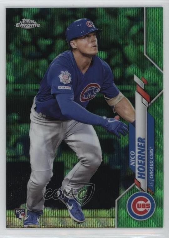 2020 Topps Chrome Green Wave Refractor 18/99 Nico Hoerner #161 Rookie RC 0sm9