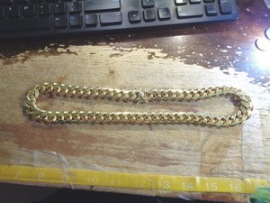 Authentic 15MM ITALIAN YELLOW GOLD-PLATED SOLID 925 SILVER MIAMI CUBAN CURB CHAIN NECKLACE