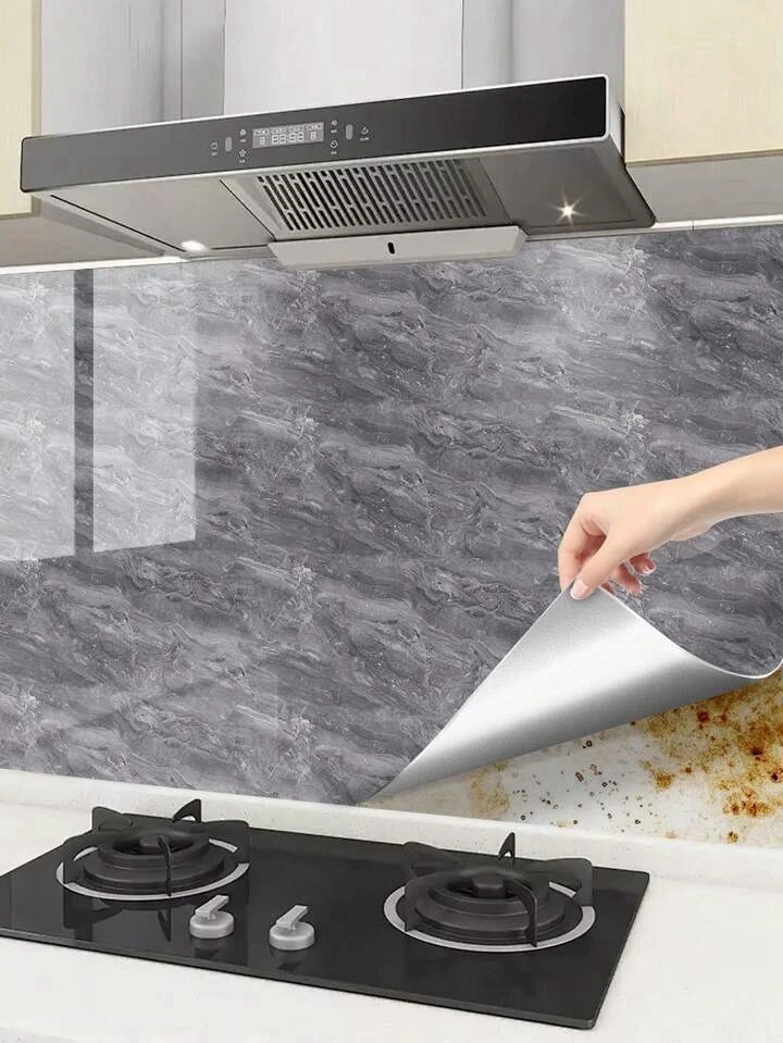 Cubierta autoadhesiva impermeable para encimera y mostrador envoltura de vinilo brillante mármol gris