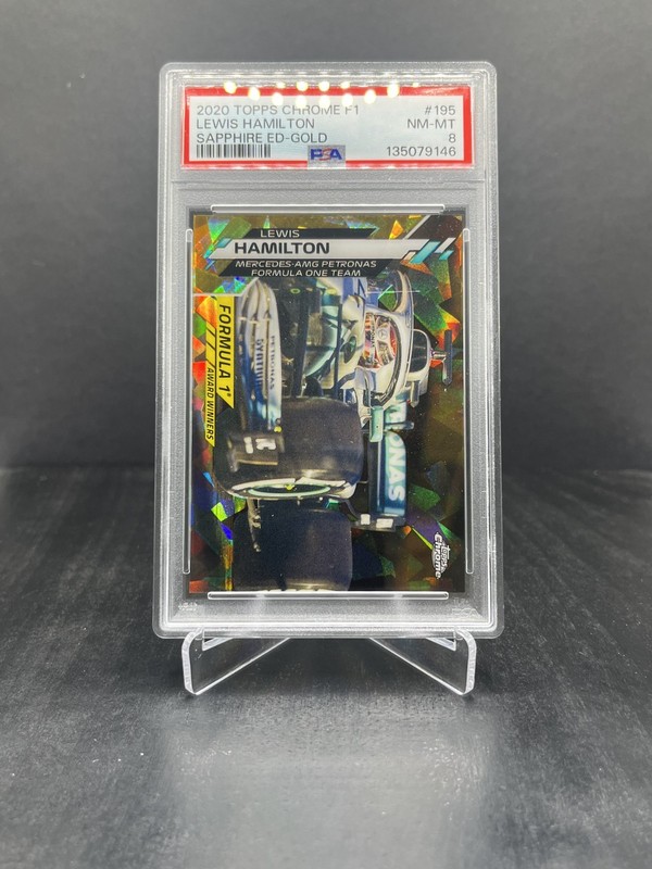 2020 Topps Chrome Sapphire F1 Lewis Hamilton Award Winner Gold 34/50 PSA 8 #195