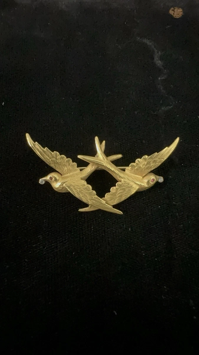 18k GOLD Overly ブローチUSAヴィンテージ 18k Gold Brooch In Retro Fine Pins & Brooches for sale | eBay