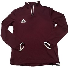 Adidas AEROREADY CLIMATE Athletic Shirt Men's Quarter Zip Burgundy/ White SMALL