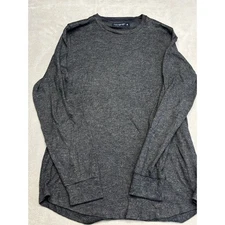 Abercrombie Fitch Soft A F Tee Charcoal Heathered Long Sleeve Crew Neck Mens M