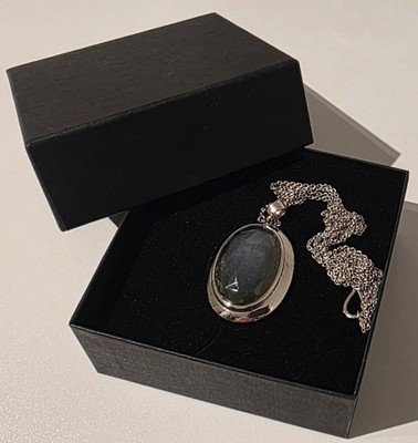 La Luna Anhänger Labradorit, mit Kette, 925 Sterlingsilber rhod.