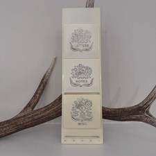 Vintage 70s Wall Mount Mail Key Holder Letters Notes Misc Floral Plastic Cream
