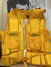 Vintage SEDA Life Vest Preserver Size LARGE Yellow Rafting Canoe Kayak Fishing