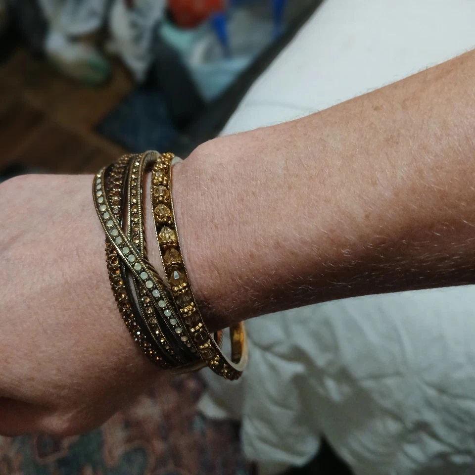 NUEVO Brazalete Heidi Daus Swarovski Cristal Estilo Oro Y Oro Rosa Tonificado Foto 2 de 4