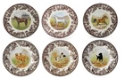 Spode woodland set of 6 X dinner plates- 6 unique dogs and hor   +-----3723-----