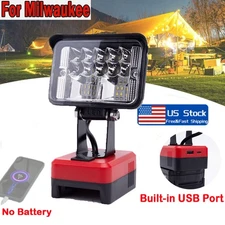 2 USB LED Work Light Fast Charge For Milwaukee 18V Battery For Camping Fishing