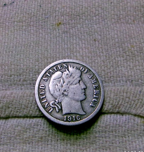 1916 P SILVER BARBER DIME